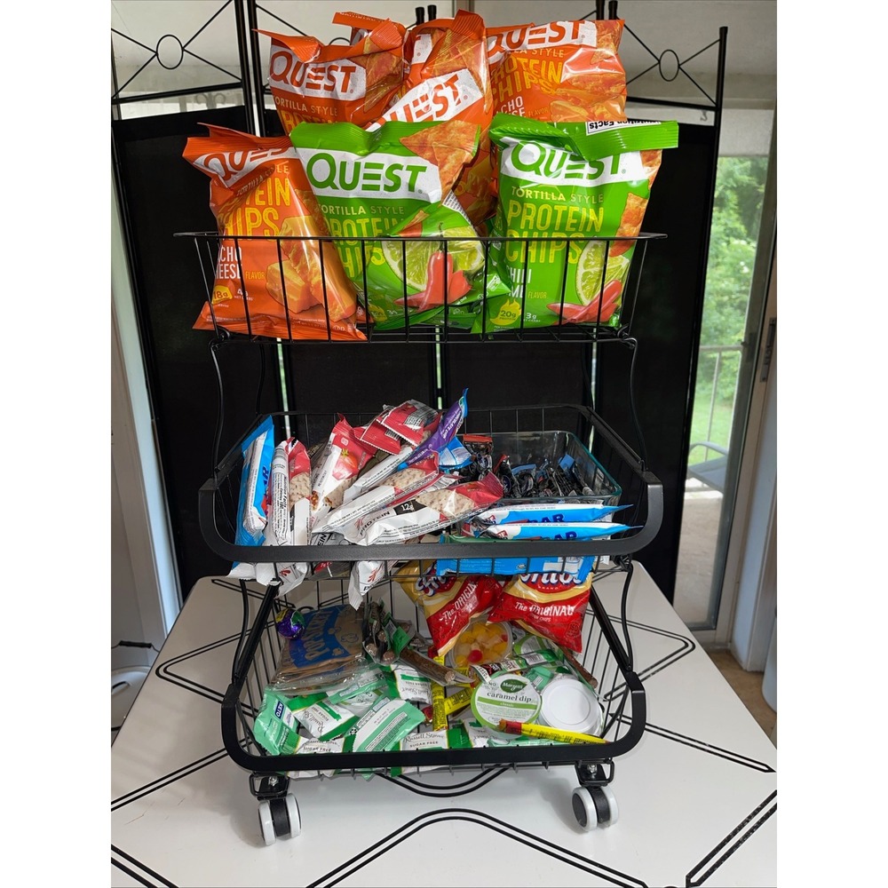 Black Metal 3 Tier Rolling Basket‎ Stand Organizer Kitchen Pantry Storage Cart